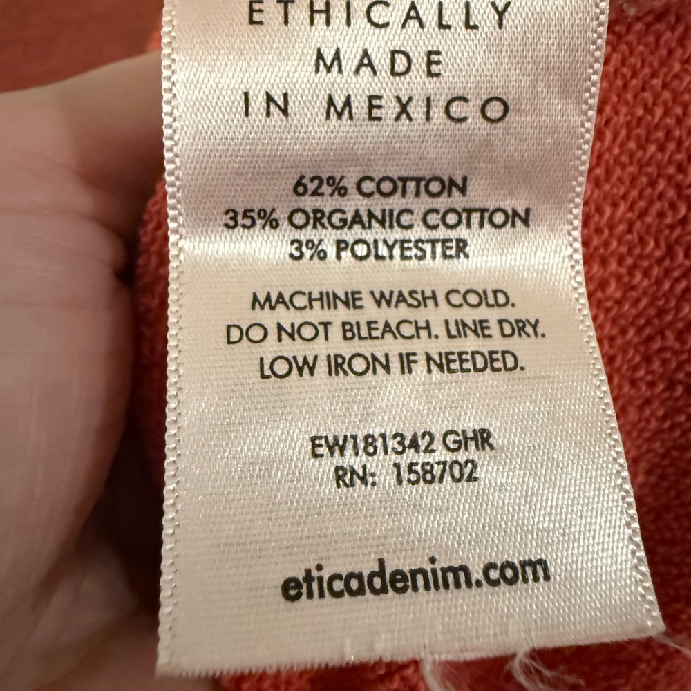 Ética Organic Cotton Sweatshirt XS Rust Puff Sleeve Crewneck Ethical Made - Picture 4 of 6